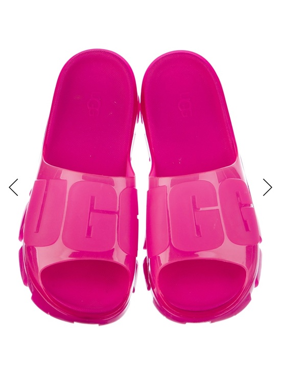 UGG Shoes - UGG Neon Pink Clear Logo Slide Sandals